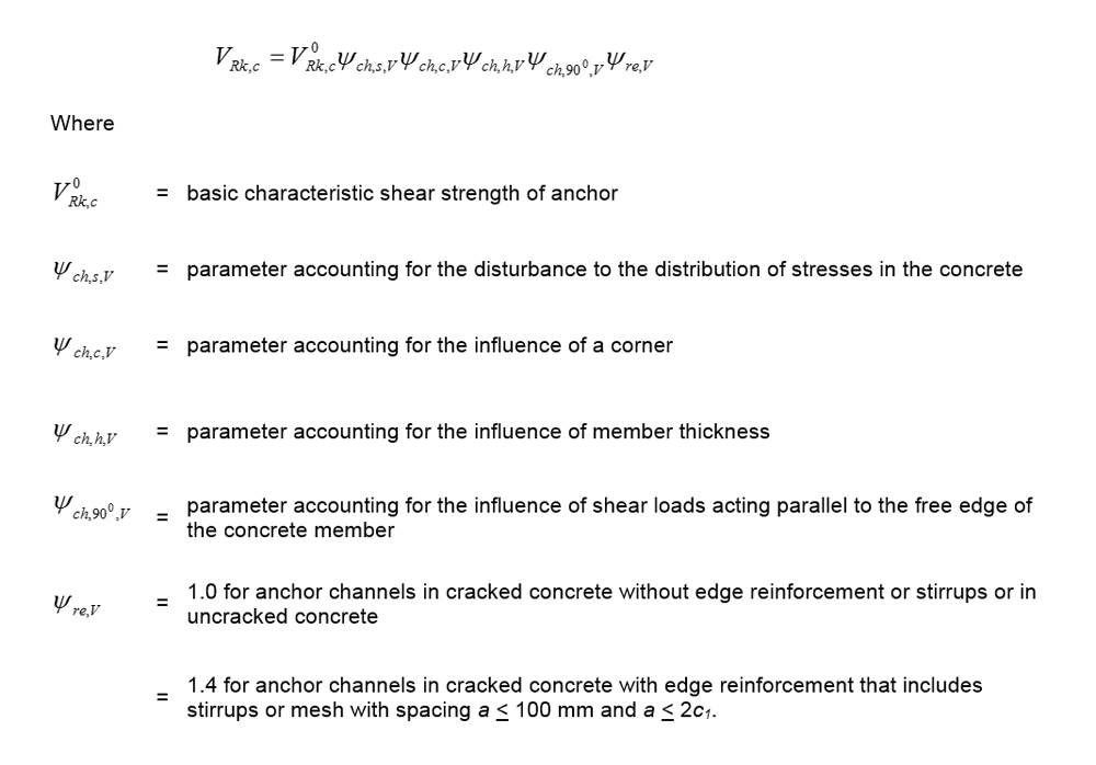 equuations for calculation of the concrete edge failure mode